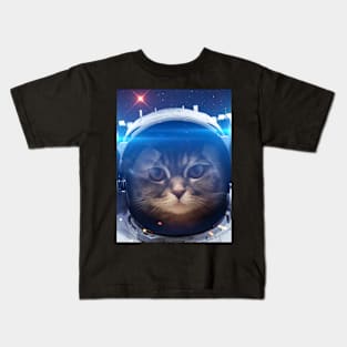 Space Astronaut Kitty Cat Kids T-Shirt